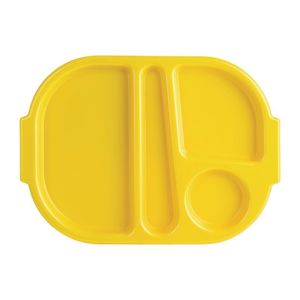 Olympia Kristallon Large Polycarbonate Compartment Food Trays Yellow 375mm - U039  - 1
