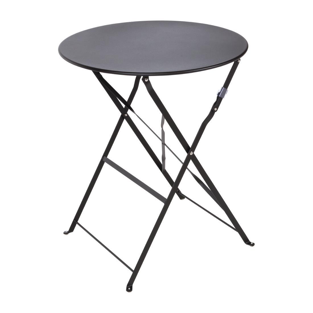 Bolero Black Pavement Style Steel Table 595mm - GH558  - 2
