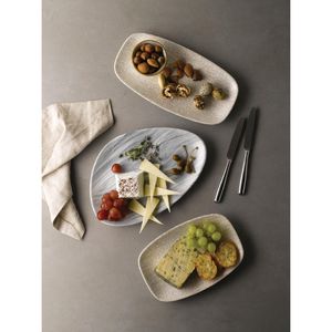 Churchill Breccia Oblong Chef Plate Agate Grey 189 x 355mm (Pack of 6) - DB144  - 6