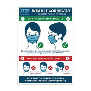 How to Wear a Face Covering Correctly Vinyl Sign A4 - FR186  - 1