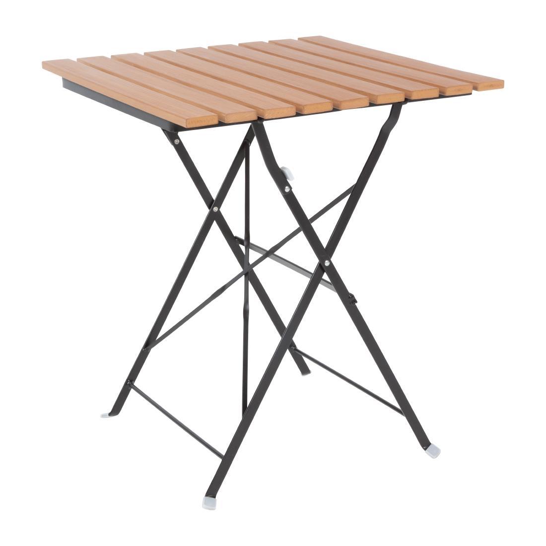 Bolero Square Faux Wood Bistro Folding Table 600mm (Single) - GJ765  - 4