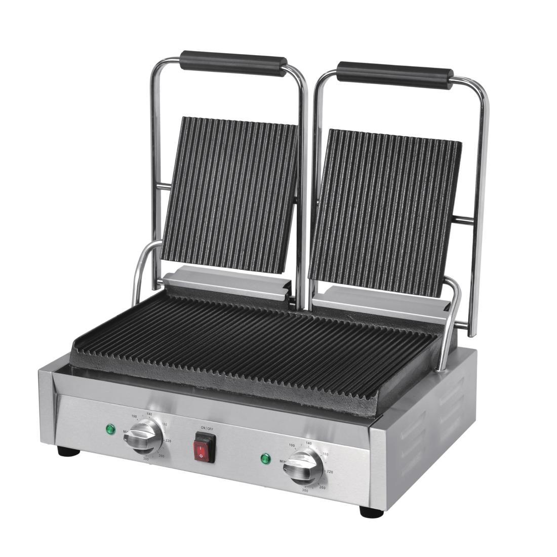 Buffalo Bistro Double Ribbed Contact Grill - DY994  - 2