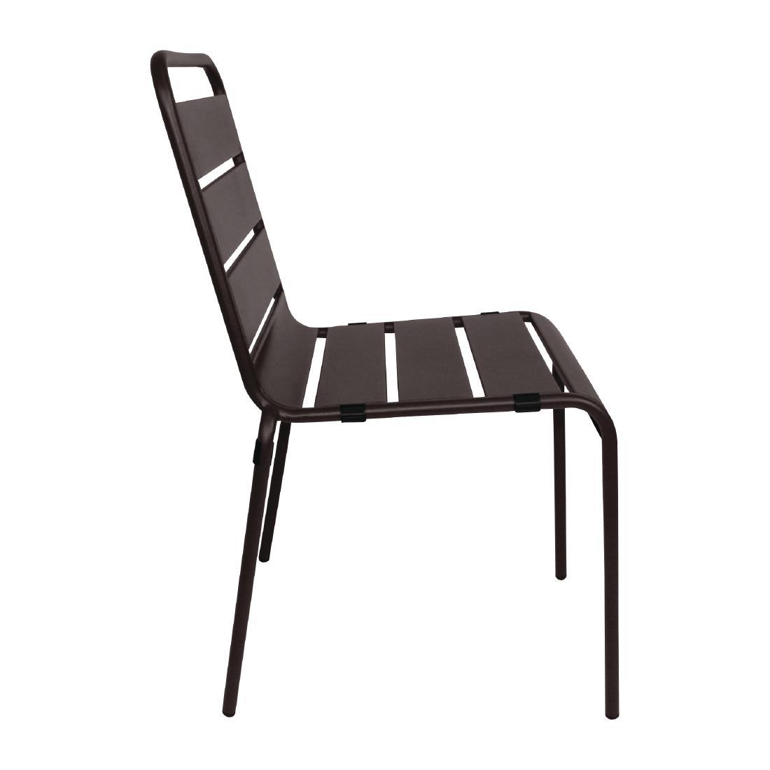Bolero Black Slatted Steel Side Chairs (Pack of 4) - CS728  - 3