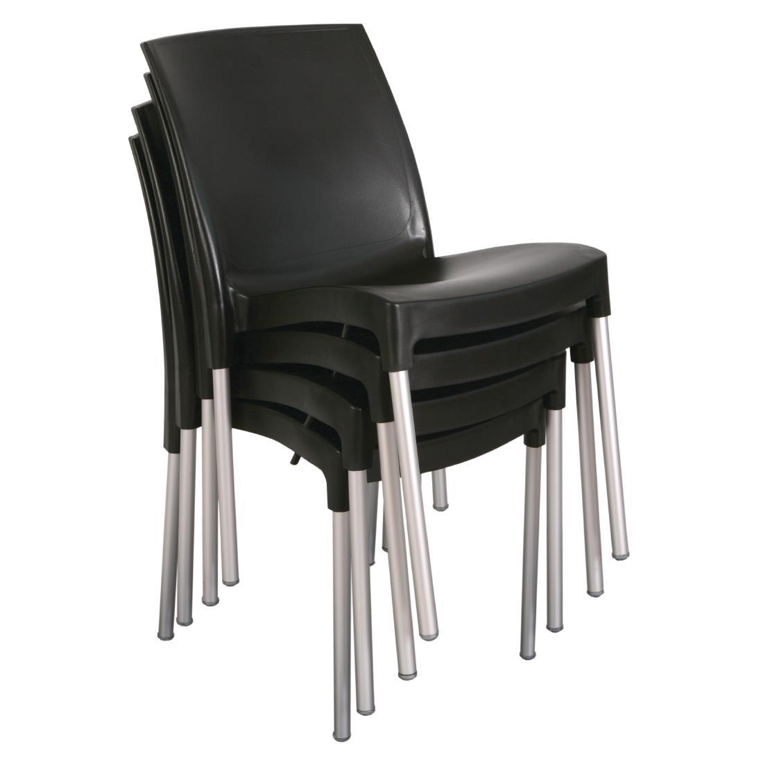 Bolero Stacking Bistro Side Chairs Black (Pack of 4) - GJ976  - 2