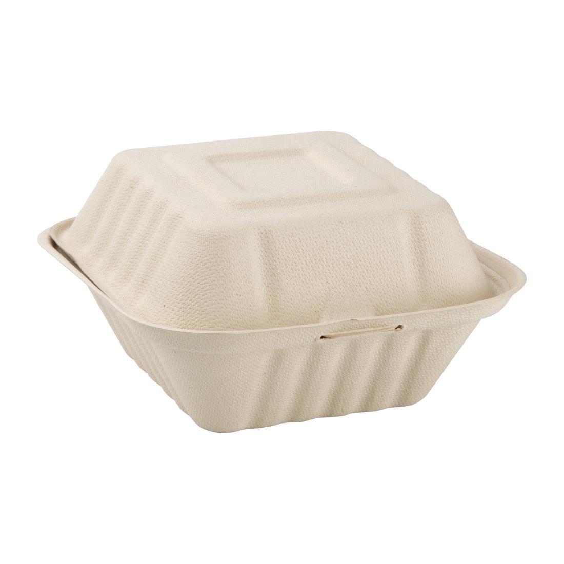 Fiesta Compostable Bagasse Burger Boxes Natural Colour 152mm (Pack of 500) - FC542  - 1
