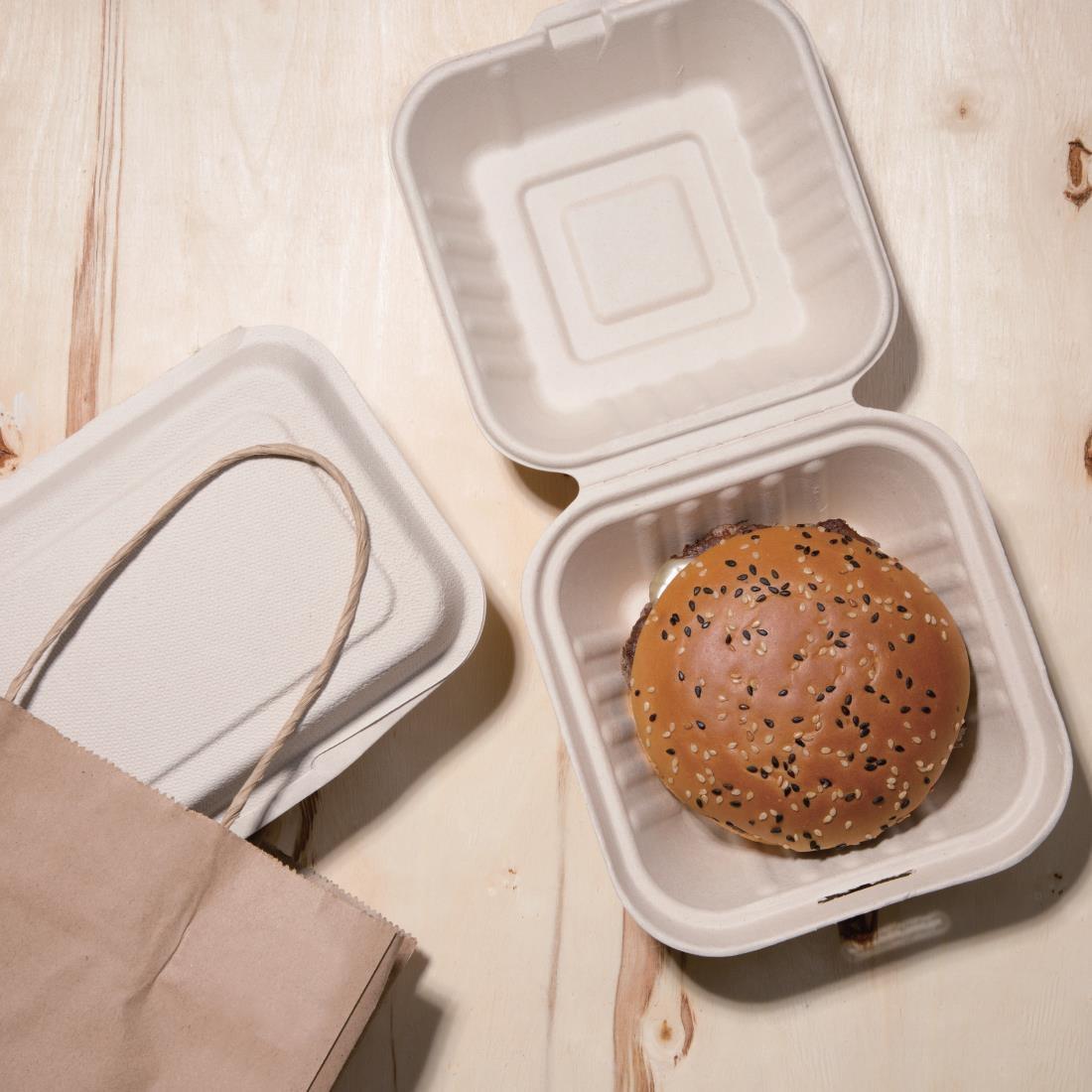 Fiesta Compostable Bagasse Burger Boxes Natural Colour 152mm (Pack of 500) - FC542  - 4