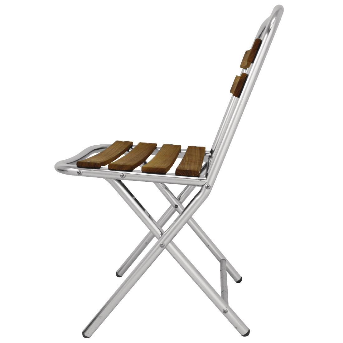 Bolero Ash and Aluminium Folding Chairs (Pack of 4) - GL980  - 3