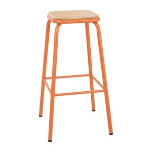 Bolero Cantina High Stools with Wooden Seat Pad Orange (Pack of 4) - FB940  - 1