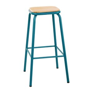 Bolero Cantina High Stools with Wooden Seat Pad Teal (Pack of 4) - FB938  - 1