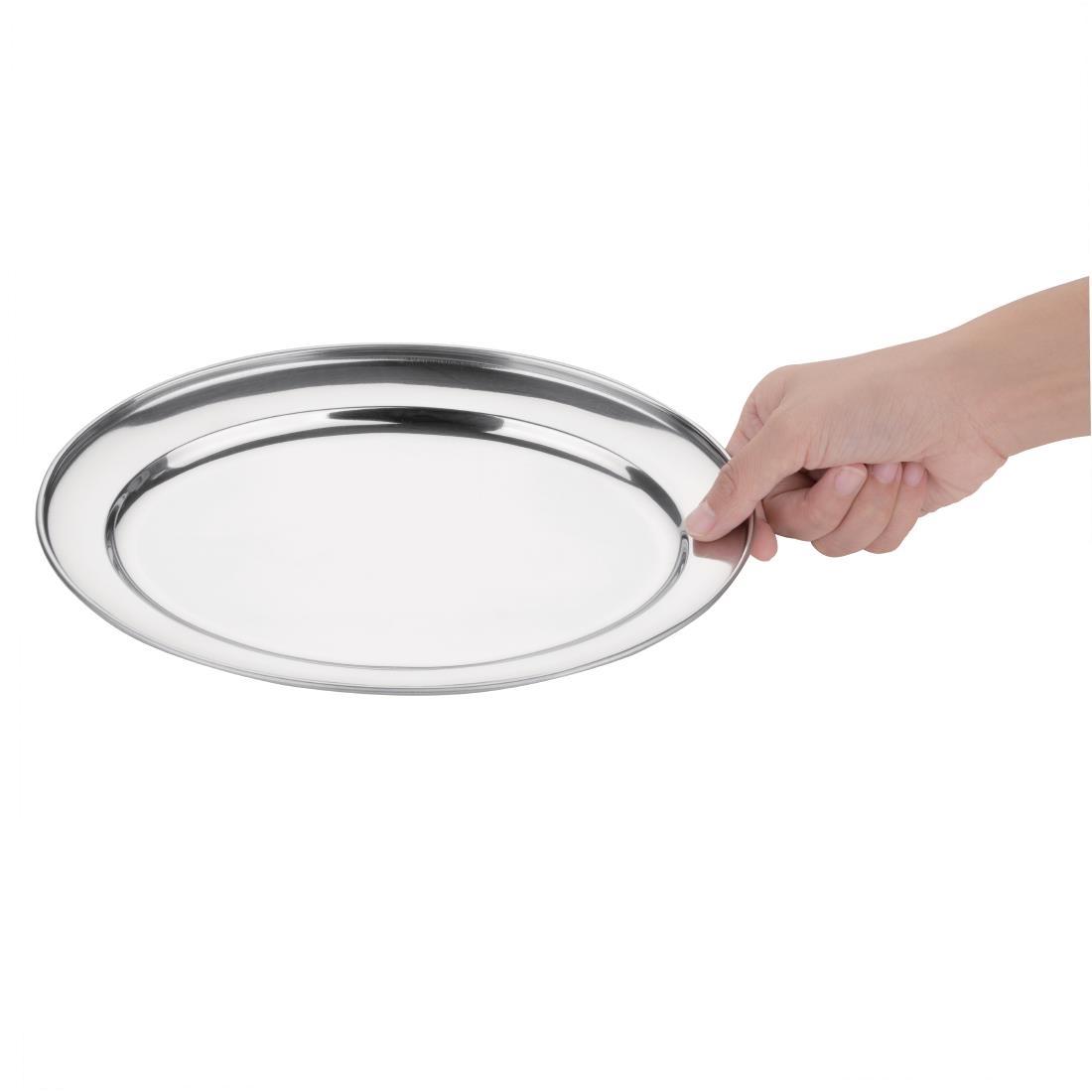 Olympia Stainless Steel Oval Serving Tray 300mm - K363  - 7