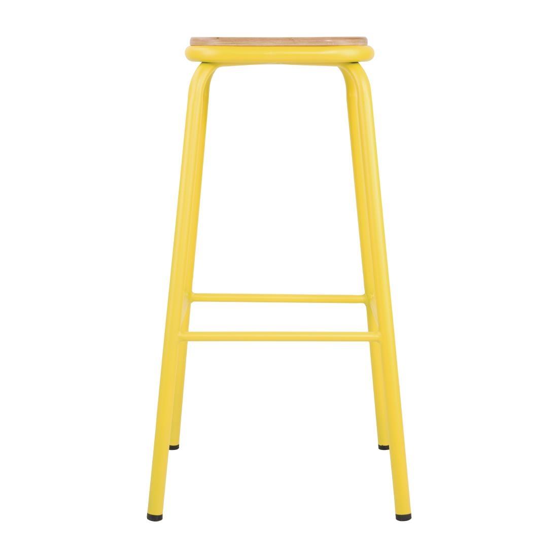 Bolero Cantina High Stools with Wooden Seat Pad Yellow (Pack of 4) - FB941  - 2