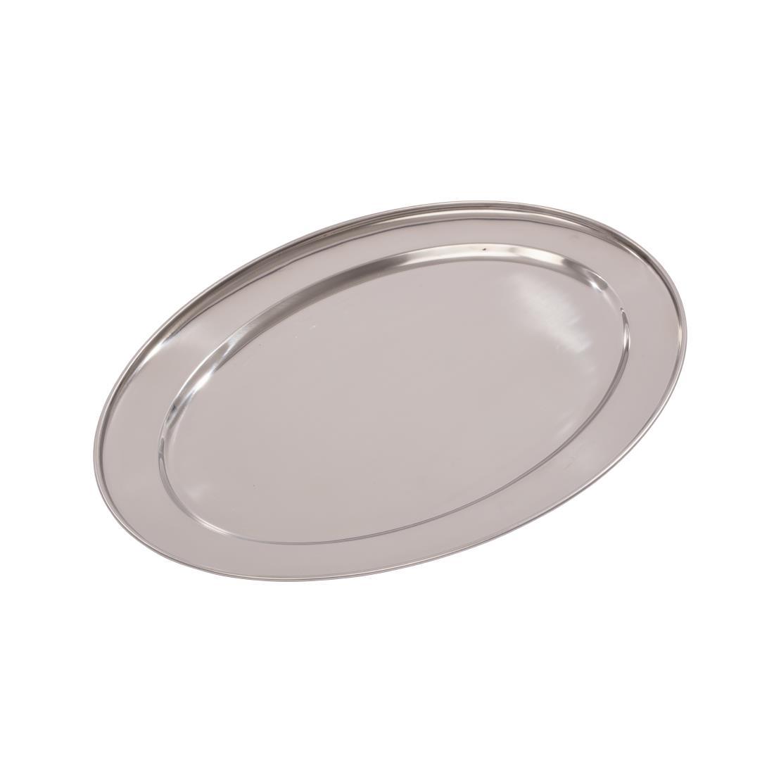 Olympia Stainless Steel Oval Serving Tray 500mm - K367  - 1