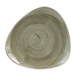 Churchill Stonecast Patina Antique Round Triangle Plates Green 229mm (Pack of 12) - HC813  - 1