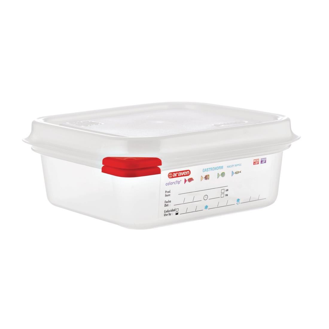 Araven Polypropylene 1/6 Gastronorm Food Storage Containers 1.1Ltr (Pack of 4) - GL264  - 1
