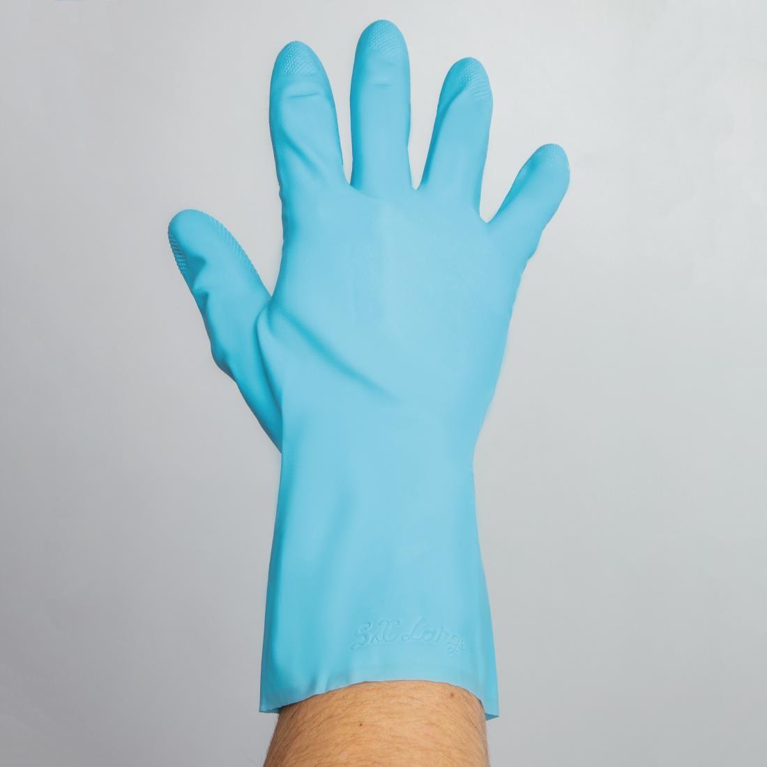 MAPA Vital 117 Liquid-Proof Light-Duty Janitorial Gloves Blue Large - FA291-L  - 7