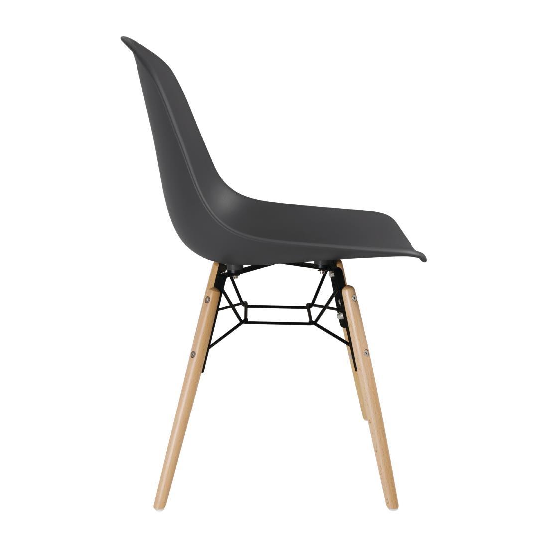 Bolero Arlo PP Moulded Side Chair Charcoal with Spindle Legs (Pack of 2) - DM841  - 2