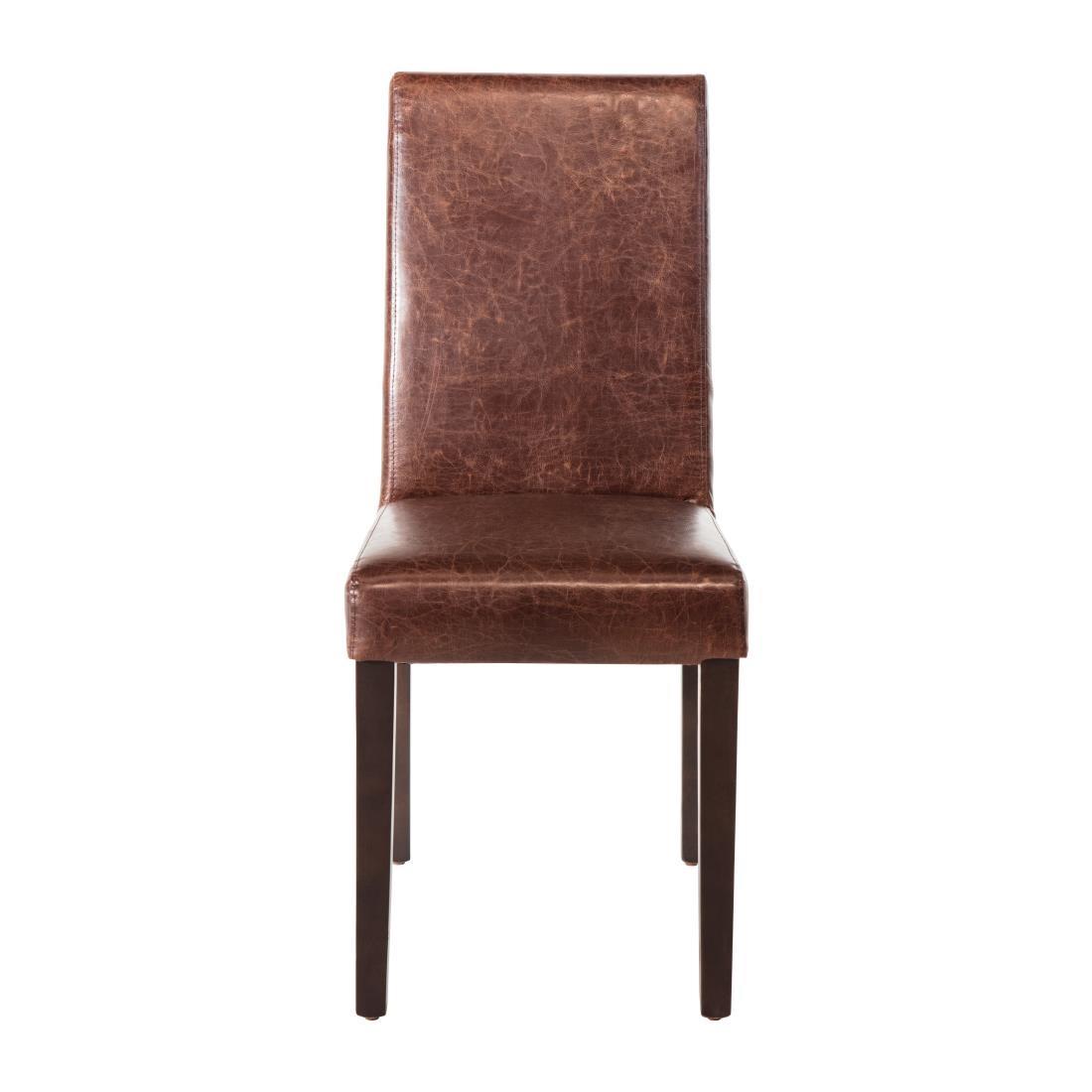 Bolero Faux Leather Dining Chair Antique Brown (Pack of 2) - GR369  - 2