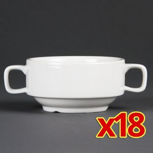 Bulk Buy Olympia Handled Soup Bowls 400ml (Pack of 18) - S564  - 1