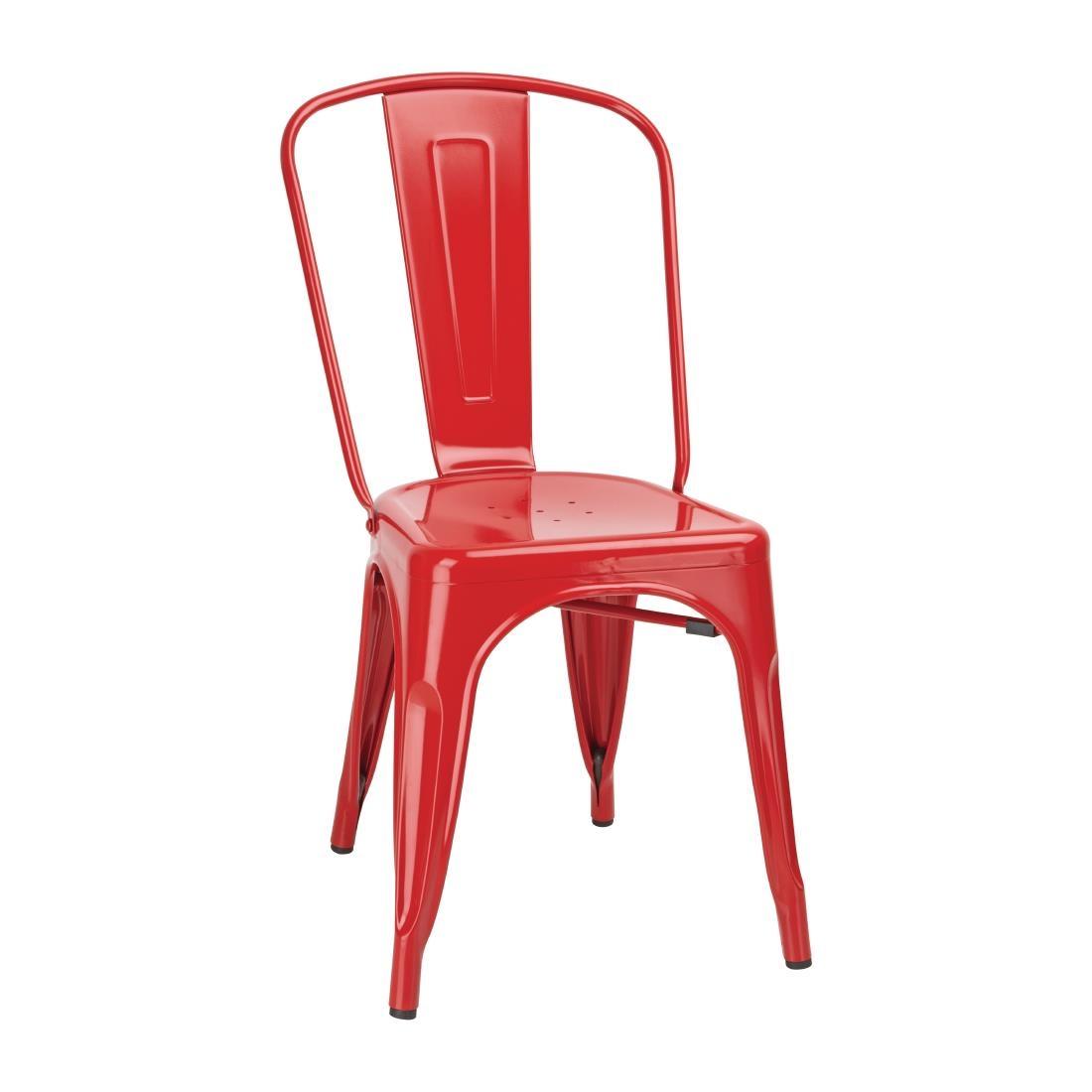 Bolero Bistro Steel Side Chair Red (Pack of 4) - GL330  - 1