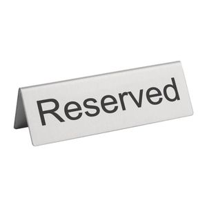 Brushed Steel Reserved Table Sign (Pack of 10) - U051  - 1