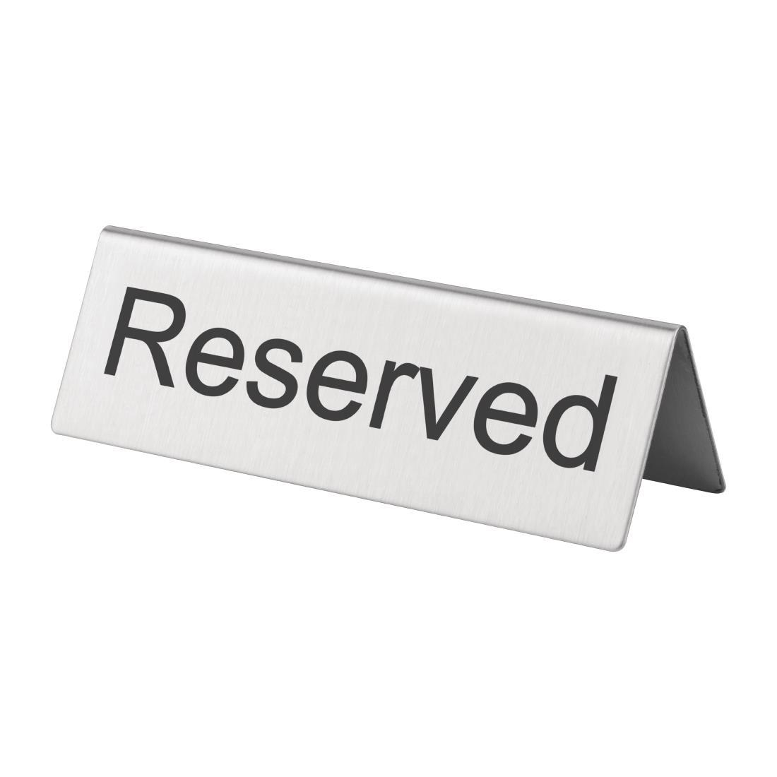Brushed Steel Reserved Table Sign (Pack of 10) - U051  - 3