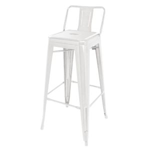 Bolero Bistro Steel High Stool With Backrest White (Pack of 4) - DL890  - 1