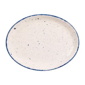 Churchill Stonecast Hints Oval Plates Indigo Blue 254mm (Pack of 12) - DS589  - 1