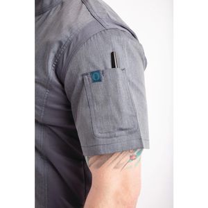 Chef Works Unisex Springfield Lightweight Short Sleeve Zipper Coat Ink Blue Size XS - BB267-XS  - 5