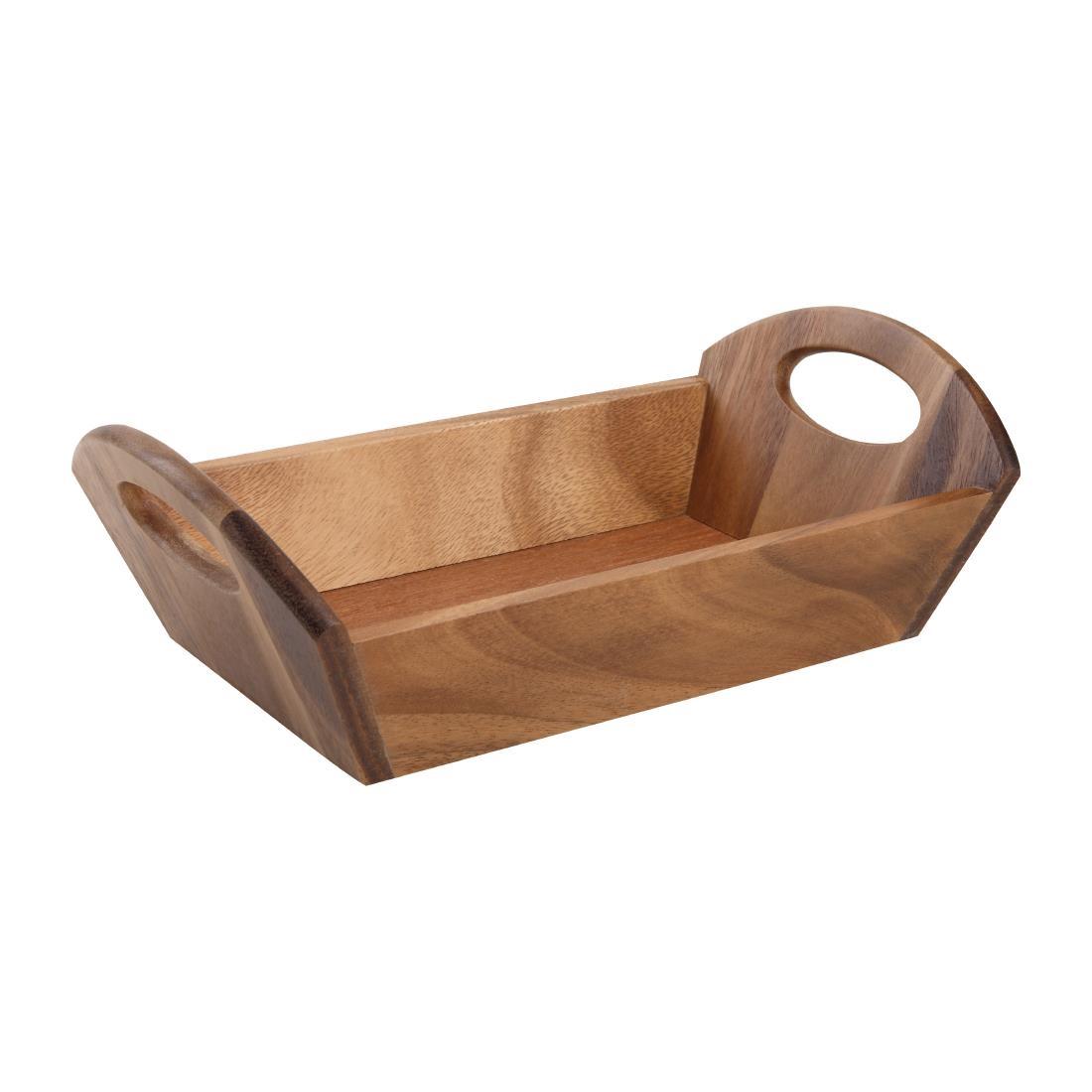 Acacia Wood Bread Basket with Handles - DL146  - 1