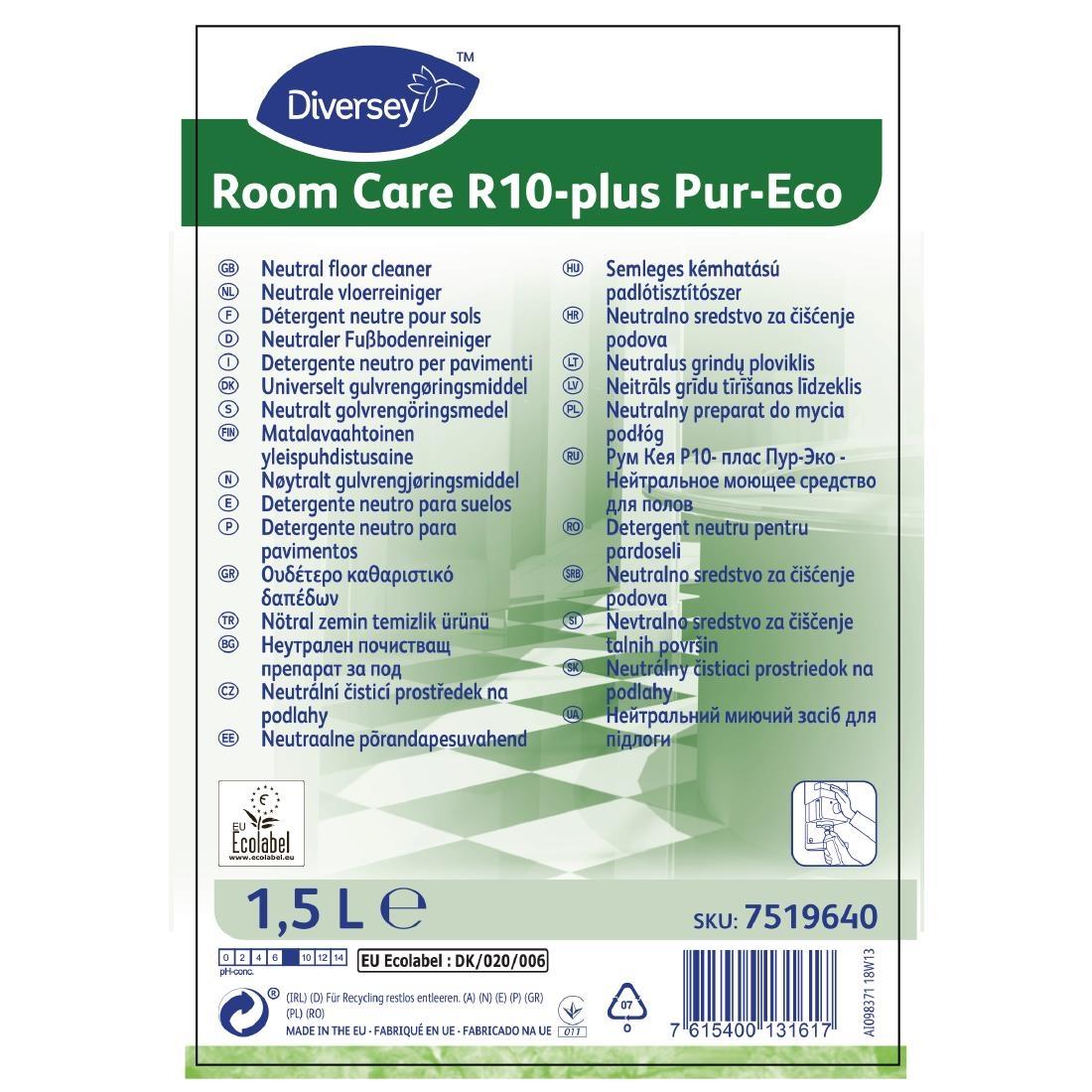 Room Care R10-plus Pur-Eco Neutral Floor Cleaner Concentrate 1.5 Litre (2 Pack) - FA269  - 2