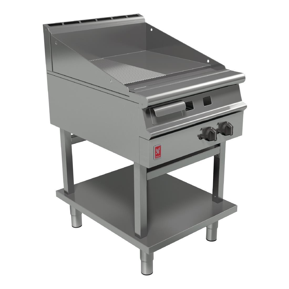 Falcon Dominator Plus 600mm Wide Half Ribbed LPG Griddle on Fixed Stand G3641R - GP045-P  - 1