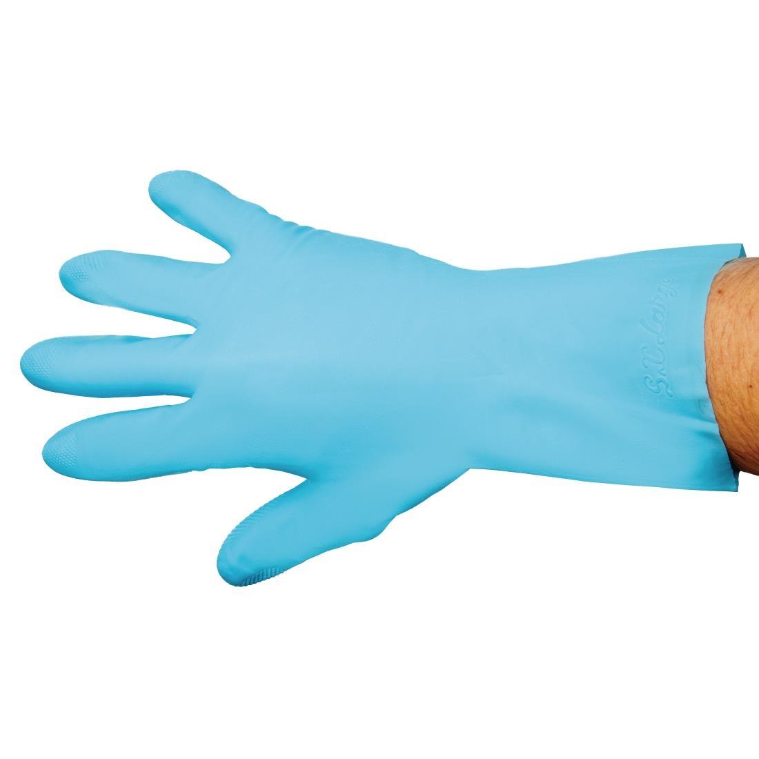 MAPA Vital 117 Liquid-Proof Light-Duty Janitorial Gloves Blue Extra Large - FA291-XL  - 6