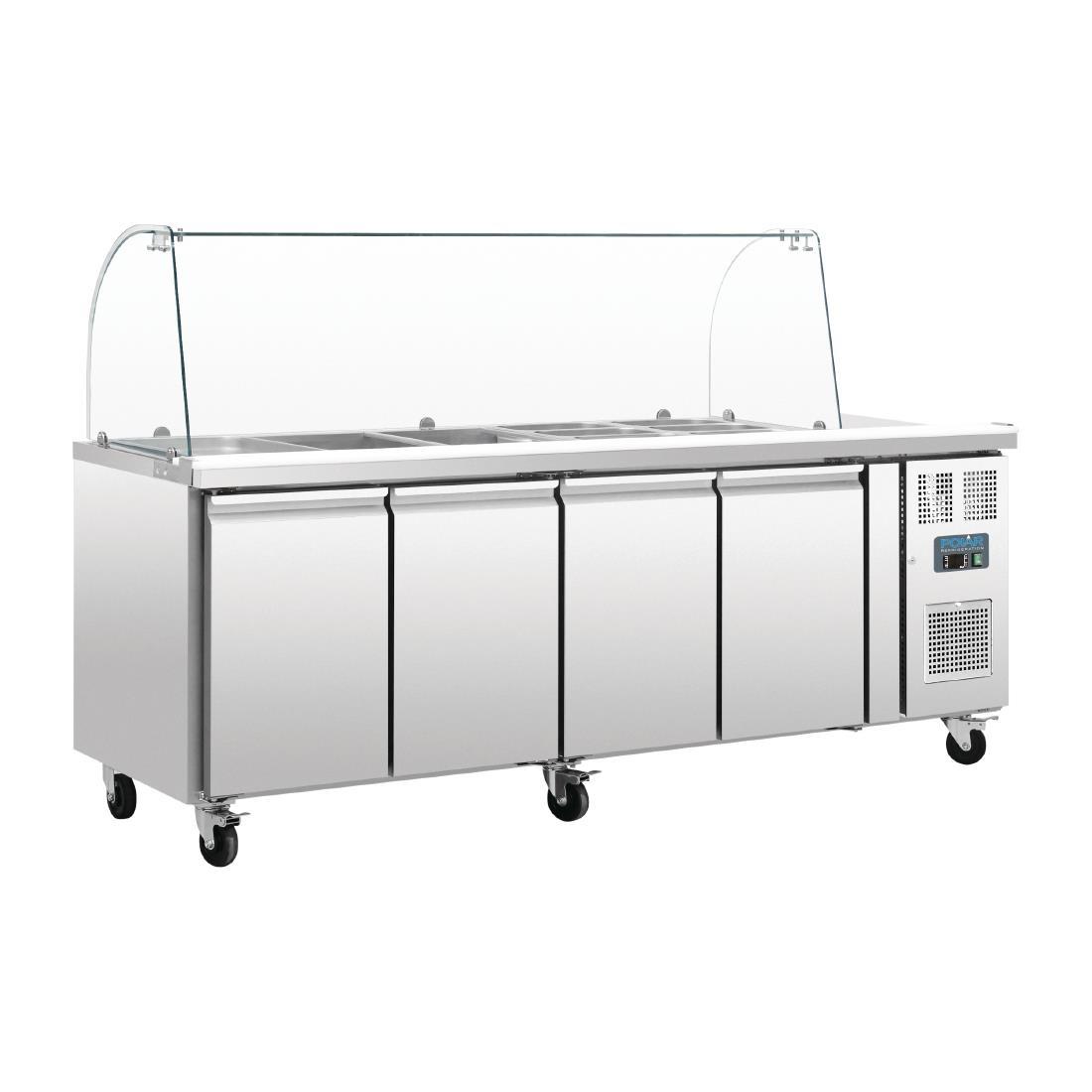 Polar U-Series Four Door Refrigerated Gastronorm Saladette Counter - CT395  - 1