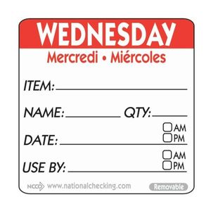 50mm Wednesday Removable Day Label (500) - RIDU2203R - 1