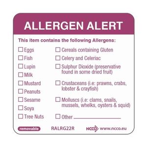 50X50mm Removable Allergen Label (500) - RALRG22R - 1