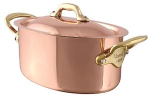 Mauviel Elegance Oval Stew Pan With Lid - Copper S/S 240mm - 34034 - 12017-02