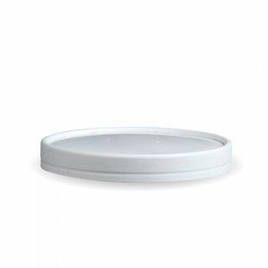 BioPak 97mm White PLA Lined Paper Lids To Fit 16oz BioCups (Case of 500) - BB-BLL-97-PAPER-W-UK - 1