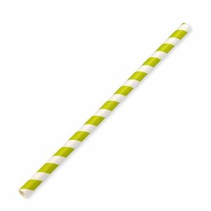 BioPak 200x8mm Jumbo Green Stripe Paper Straws (Case of 1750) - 110605-UK - 1
