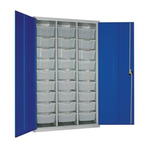 27 Tray High-Capacity Storage Cupboard - Blue with Transparent Trays - HR676 - 1