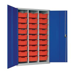 27 Tray High-Capacity Storage Cupboard - Blue with Red Trays - HR680 - 1