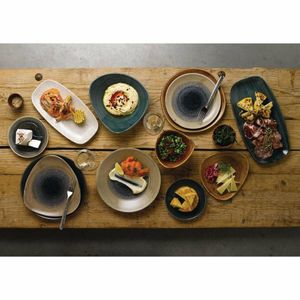 Churchill Stonecast Patina Oblong Chef Plates Rustic Teal 355 x 189mm (Pack of 6) - FA599 - 3