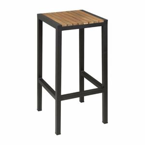 Bolero Black Steel & Acacia Wood Bar Stools (Pack of 2) - DS156 - 1