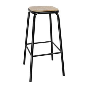 Bolero Cantina High Stools with Wooden Seat Pad Black (Pack of 4) - DE482 - 1