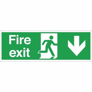 Fire Exit Sign Arrow Down - W300 - 1