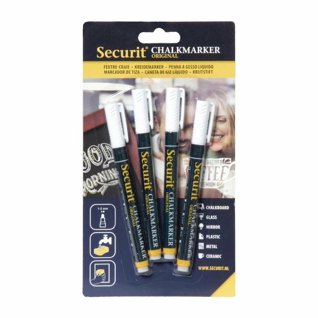 Securit 2mm Liquid Chalk Pens White (Pack of 4) - GJ551 - 1