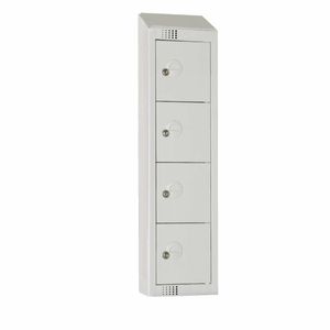 Elite Personal Effects Locker 4 Door Grey Camlock Sloping Top - CF753-CS - 1