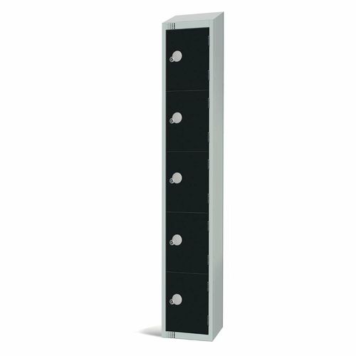 Elite Five Door Coin Return Locker with Sloping Top Black - GR674-CNS - 3