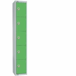 Elite Five Door Coin Return Locker with Sloping Top Green - CG619-CNS - 1