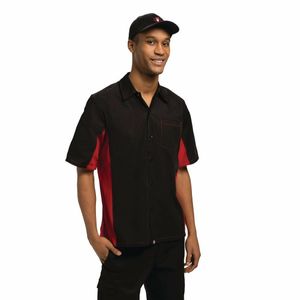 Colour by Chef Works Unisex Contrast Shirt Black and Red XS - A952-XS - 1