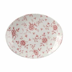 Churchill Vintage Prints Oval Plates Cranberry Rose Print 315mm (Pack of 6) - GF306 - 1